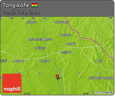 Physical Map of Tonyikofe