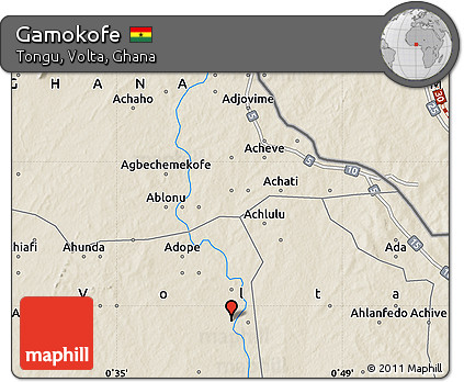 Shaded Relief Map of Gamokofe