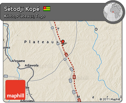 Shaded Relief Map of Sétodji Kopé