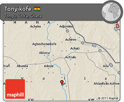 Shaded Relief Map of Tonyikofe