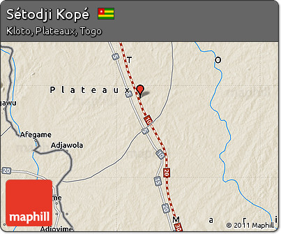 Shaded Relief Map of Sétodji Kopé