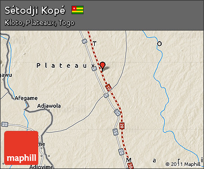 Shaded Relief Map of Sétodji Kopé
