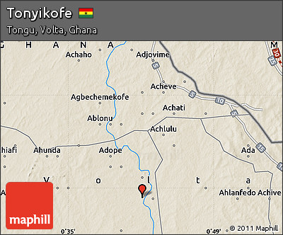 Shaded Relief Map of Tonyikofe