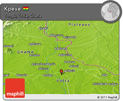 Physical Panoramic Map of Kpeve