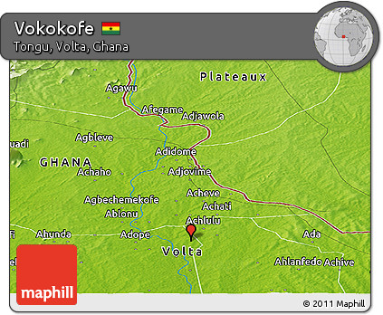 Physical Panoramic Map of Vokokofe