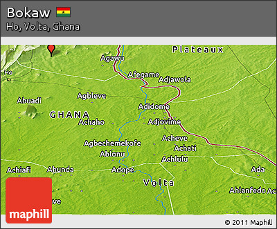 Physical Panoramic Map of Bokaw