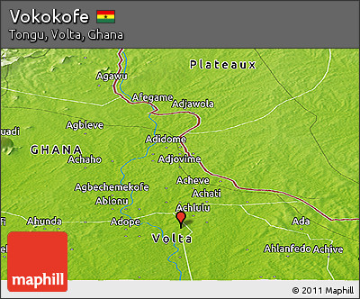 Physical Panoramic Map of Vokokofe