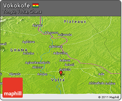 Physical Panoramic Map of Vokokofe