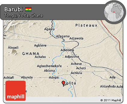 Shaded Relief Panoramic Map of Barubi