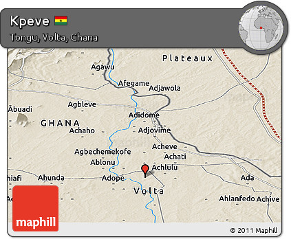 Shaded Relief Panoramic Map of Kpeve