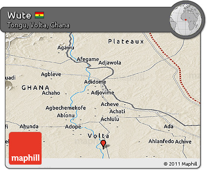 Shaded Relief Panoramic Map of Wute