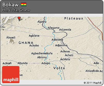 Shaded Relief Panoramic Map of Bokaw