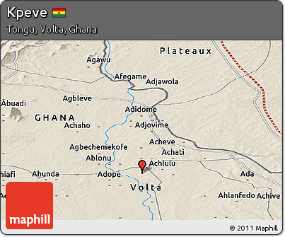 Shaded Relief Panoramic Map of Kpeve