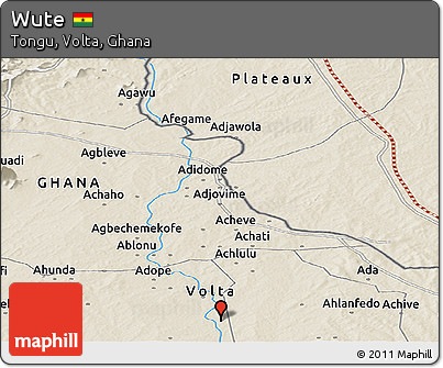 Shaded Relief Panoramic Map of Wute