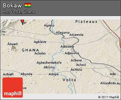 Shaded Relief Panoramic Map of Bokaw