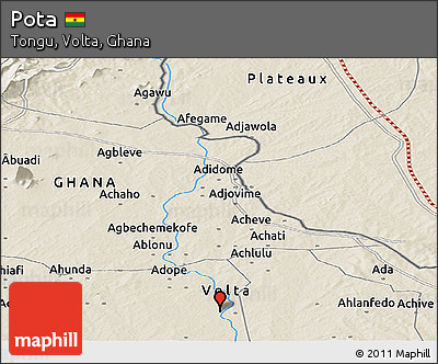 Shaded Relief Panoramic Map of Pota