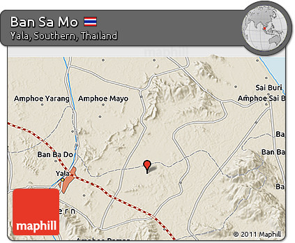 Shaded Relief 3D Map of Ban Sa Mo
