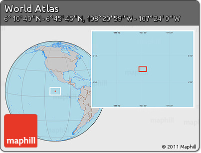 Gray Location Map of the Area around 6° 28' 13" N, 107° 52' 30" W