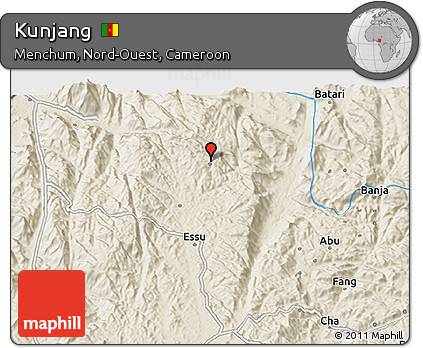 Shaded Relief 3D Map of Kunjang