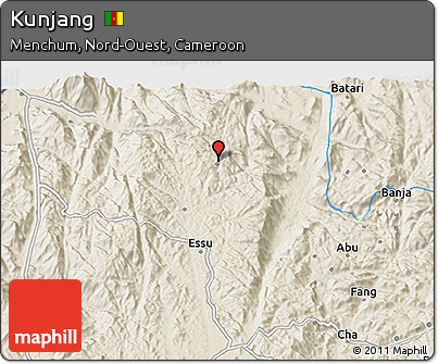 Shaded Relief 3D Map of Kunjang