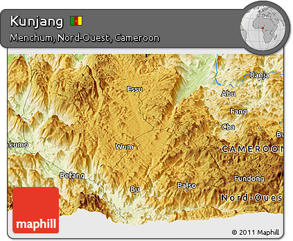 Physical Panoramic Map of Kunjang