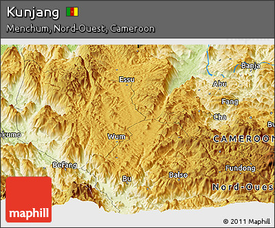 Physical Panoramic Map of Kunjang