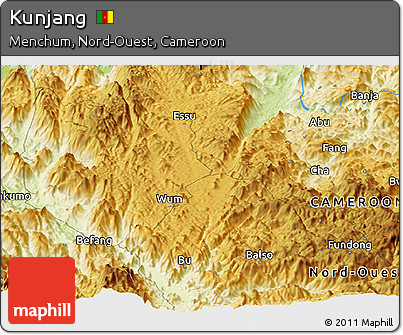 Physical Panoramic Map of Kunjang