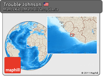 Shaded Relief Location Map of Trouble Johnson
