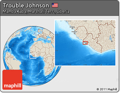 Shaded Relief Location Map of Trouble Johnson