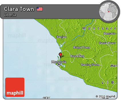 Physical Map of Clara Town
