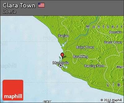 Physical Map of Clara Town