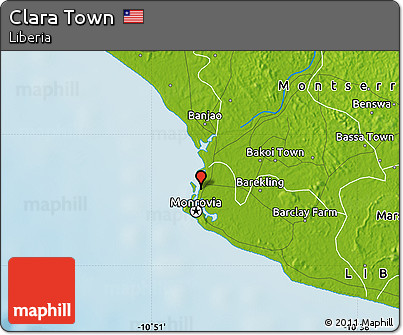 Physical Map of Clara Town