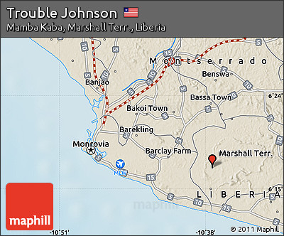 Shaded Relief Map of Trouble Johnson