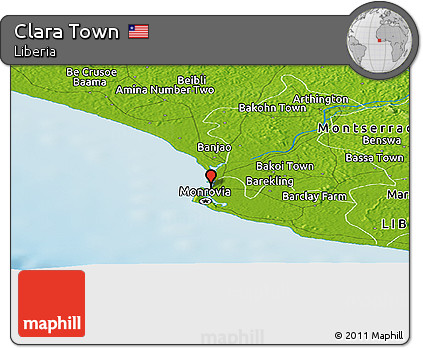 Physical Panoramic Map of Clara Town