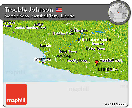 Physical Panoramic Map of Trouble Johnson