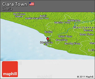Physical Panoramic Map of Clara Town