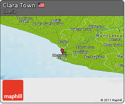 Physical Panoramic Map of Clara Town