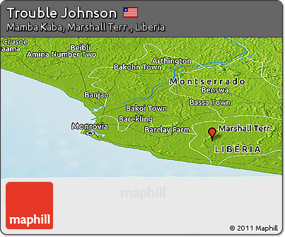Physical Panoramic Map of Trouble Johnson