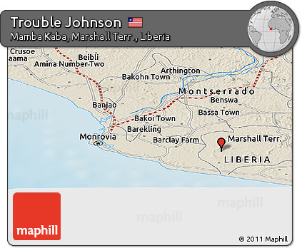 Shaded Relief Panoramic Map of Trouble Johnson