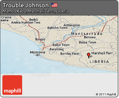 Shaded Relief Panoramic Map of Trouble Johnson