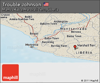 Shaded Relief Panoramic Map of Trouble Johnson