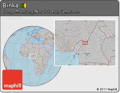 Gray Location Map of Binka, hill shading