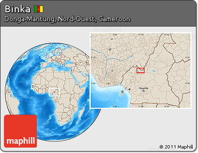 Shaded Relief Location Map of Binka