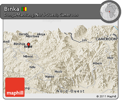 Shaded Relief Panoramic Map of Binka