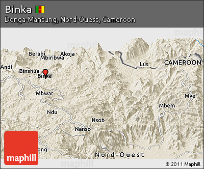 Shaded Relief Panoramic Map of Binka