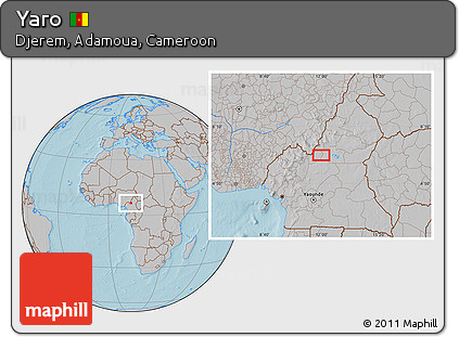 Gray Location Map of Yaro, hill shading