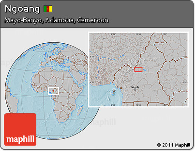 Gray Location Map of Ngoang, hill shading