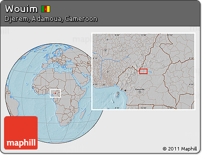 Gray Location Map of Wouim, hill shading
