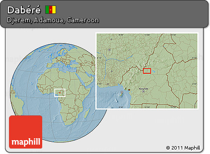 Savanna Style Location Map of Dabéré, hill shading