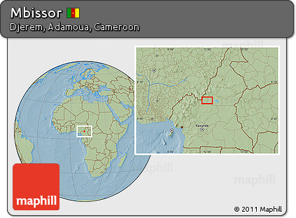 Savanna Style Location Map of Mbissor, hill shading